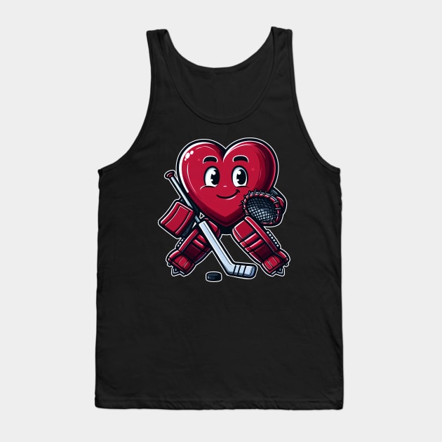 Valentine's Day Ice Hockey Goalie Team Player Tank Top by E